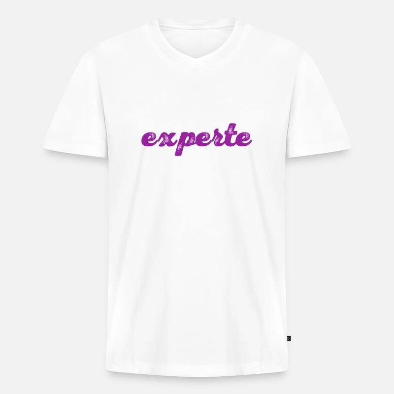 so sieht ein Experte aus - Männer Premium Bio T-Shirt mit V-Ausschnitt - Weiß