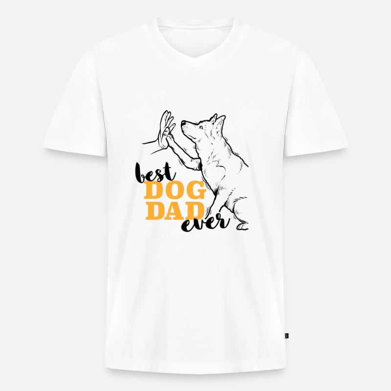 Bester Siberian Husky Papa - Männer Premium Bio T-Shirt mit V-Ausschnitt - Weiß