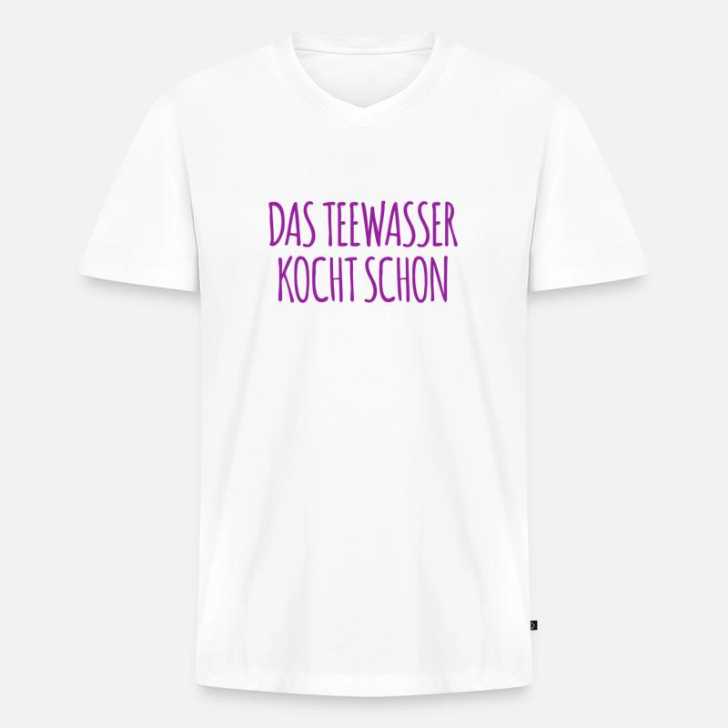 wer möchte Tee? - Männer Premium Bio T-Shirt mit V-Ausschnitt - Weiß