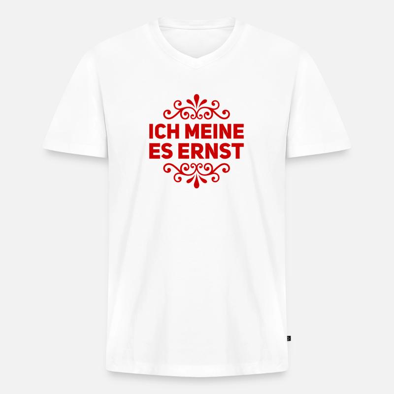 es wird ernst - Männer Premium Bio T-Shirt mit V-Ausschnitt - Weiß