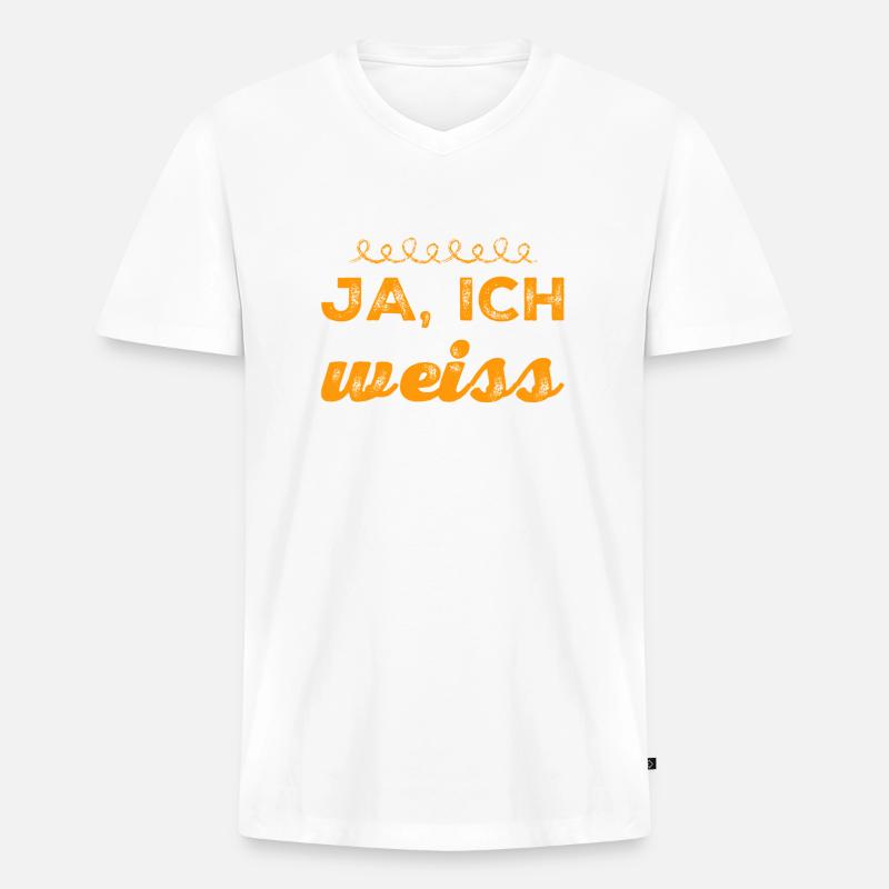 ja, ich weiß - Männer Premium Bio T-Shirt mit V-Ausschnitt - Weiß