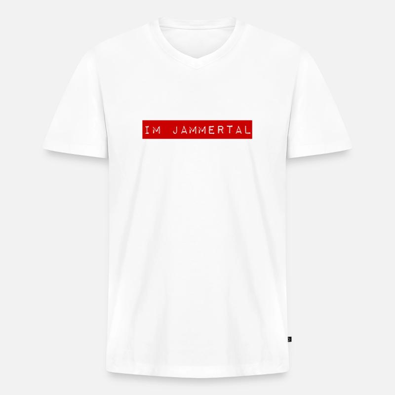 ich lebe im Jammertal - Männer Premium Bio T-Shirt mit V-Ausschnitt - Weiß