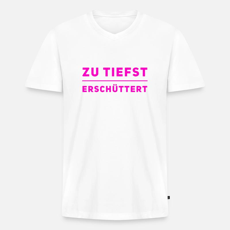 das hat mich tief getroffen - Männer Premium Bio T-Shirt mit V-Ausschnitt - Weiß