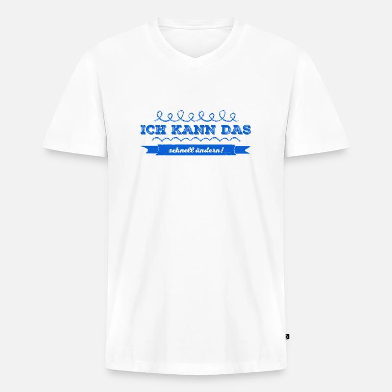 schnelle Anpassung ist möglich - Männer Premium Bio T-Shirt mit V-Ausschnitt - Weiß