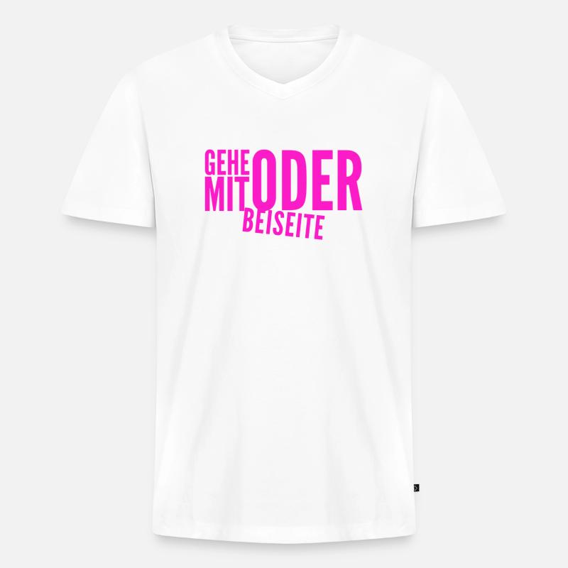 kommst du mit oder nicht? - Männer Premium Bio T-Shirt mit V-Ausschnitt - Weiß