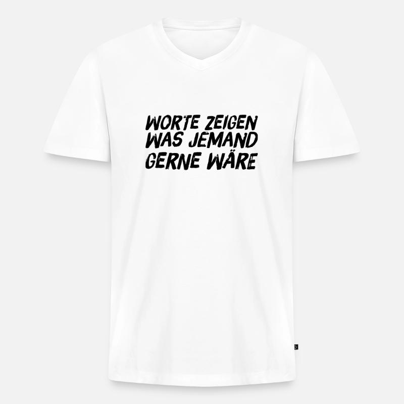 der Wert der Worte - Männer Premium Bio T-Shirt mit V-Ausschnitt - Weiß