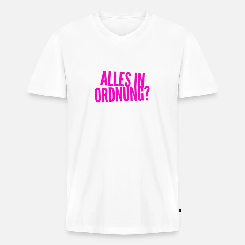 geht es dir gut? - Männer Premium Bio T-Shirt mit V-Ausschnitt - Weiß