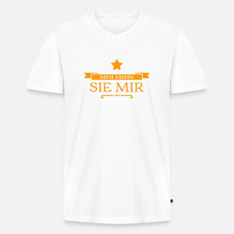 ich kann Hilfe gebrauchen - Männer Premium Bio T-Shirt mit V-Ausschnitt - Weiß