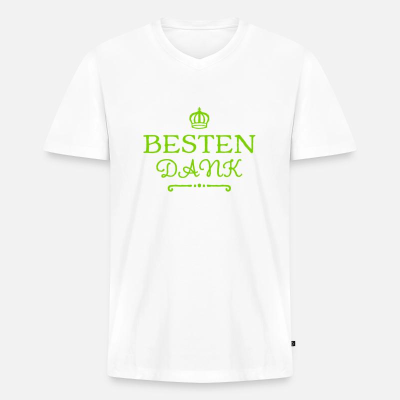 ich danke dir - Männer Premium Bio T-Shirt mit V-Ausschnitt - Weiß