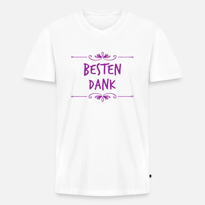 danke vielmals - Männer Premium Bio T-Shirt mit V-Ausschnitt - Weiß