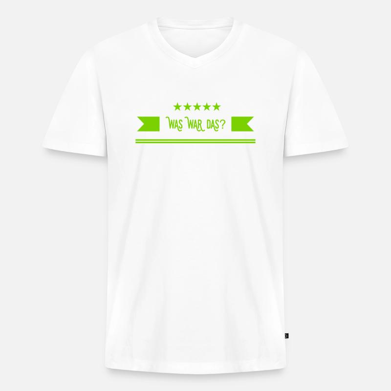 was war das denn? - Männer Premium Bio T-Shirt mit V-Ausschnitt - Weiß