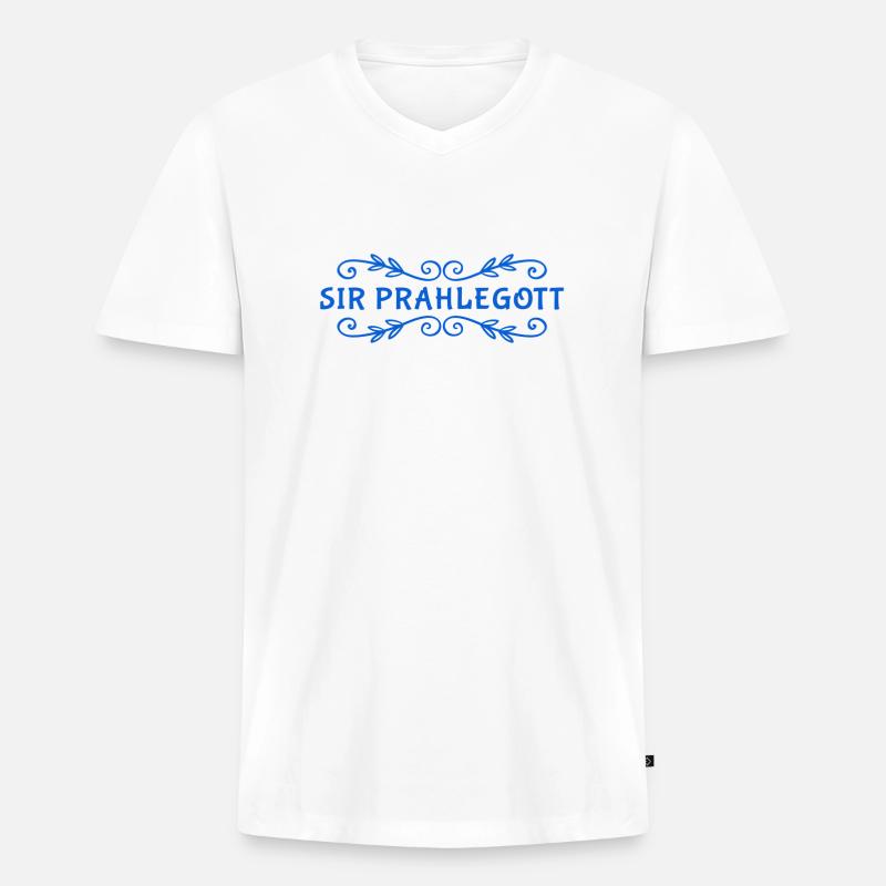 ich bin Sir Prahlegott - Männer Premium Bio T-Shirt mit V-Ausschnitt - Weiß
