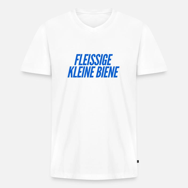 ich bin so fleißig - Männer Premium Bio T-Shirt mit V-Ausschnitt - Weiß