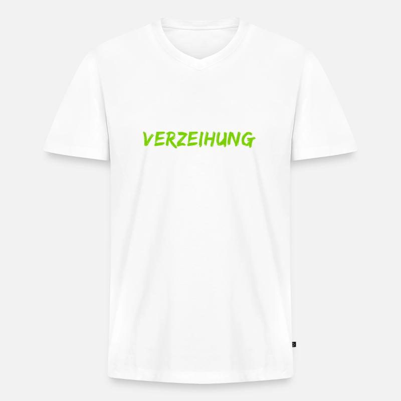bitte vergib mir - Männer Premium Bio T-Shirt mit V-Ausschnitt - Weiß