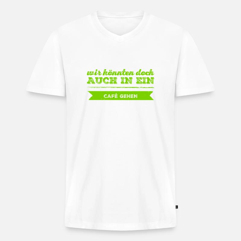 Lust auf einen Kaffee? - Männer Premium Bio T-Shirt mit V-Ausschnitt - Weiß