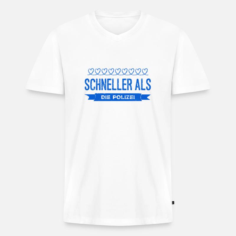 die Polizei ist zu langsam - Männer Premium Bio T-Shirt mit V-Ausschnitt - Weiß
