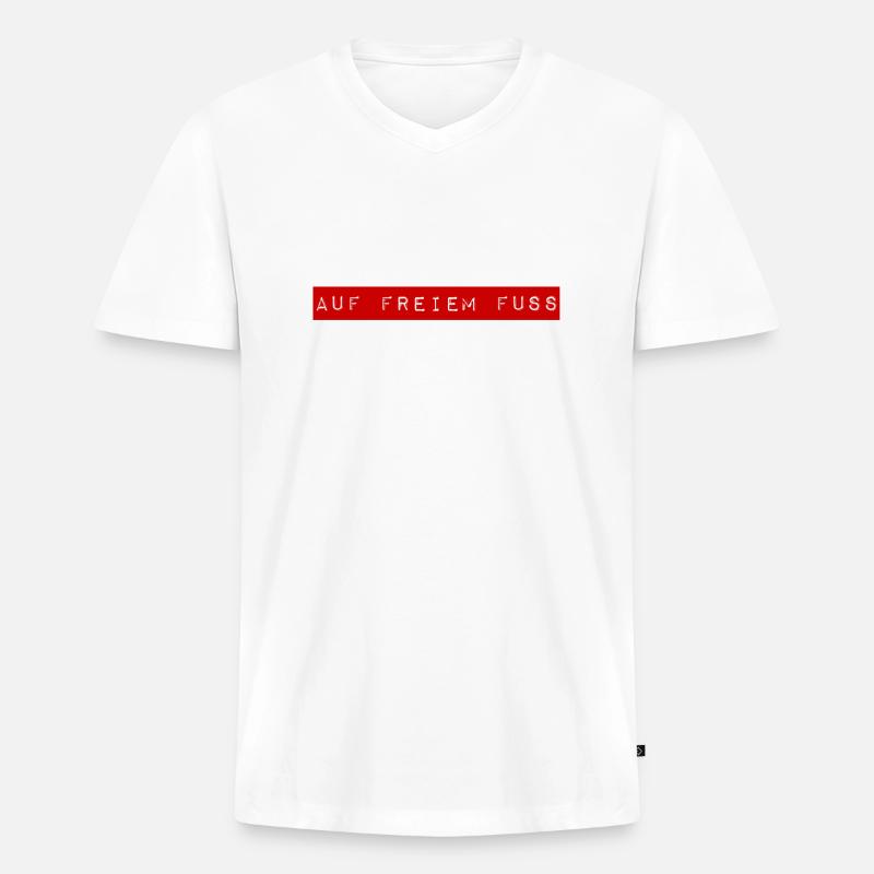 endlich frei - Männer Premium Bio T-Shirt mit V-Ausschnitt - Weiß
