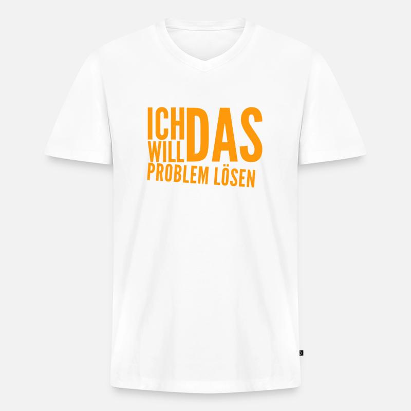 ich bin ein Problemlöser - Männer Premium Bio T-Shirt mit V-Ausschnitt - Weiß