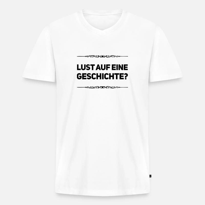 Lust auf eine Geschichte? - Männer Premium Bio T-Shirt mit V-Ausschnitt - Weiß