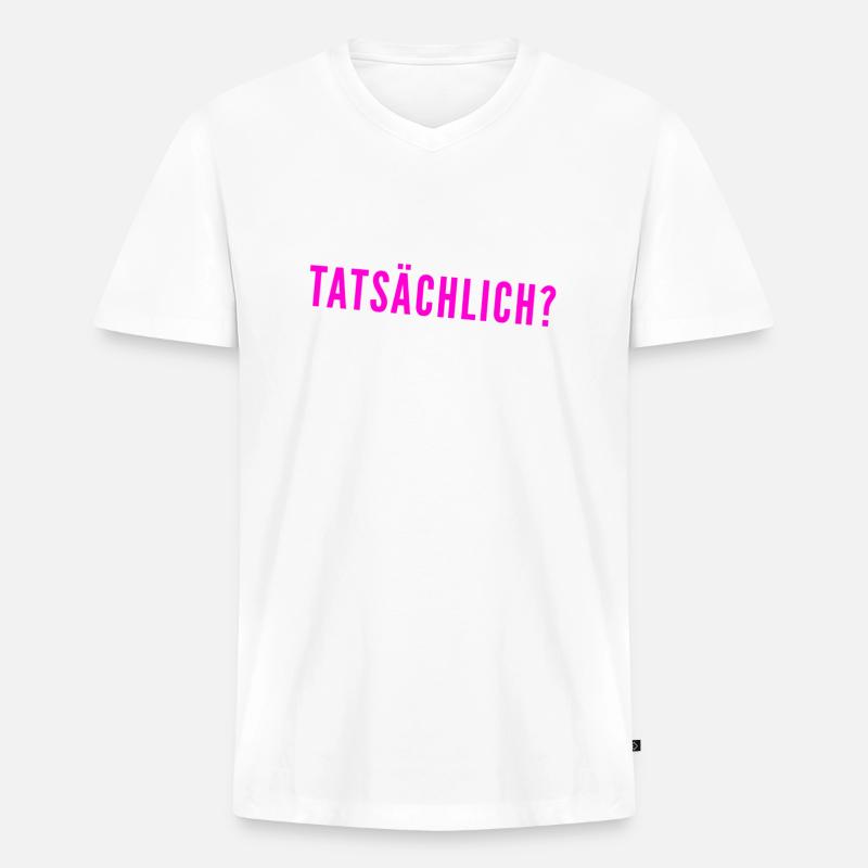 bist du dir sicher? - Männer Premium Bio T-Shirt mit V-Ausschnitt - Weiß