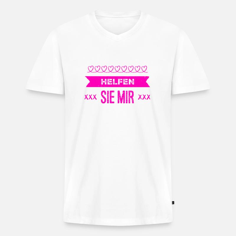 ich kann Unterstützung gebrauchen - Männer Premium Bio T-Shirt mit V-Ausschnitt - Weiß
