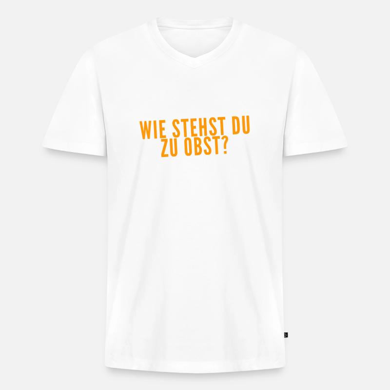 Was denkst du über Obst? - Männer Premium Bio T-Shirt mit V-Ausschnitt - Weiß