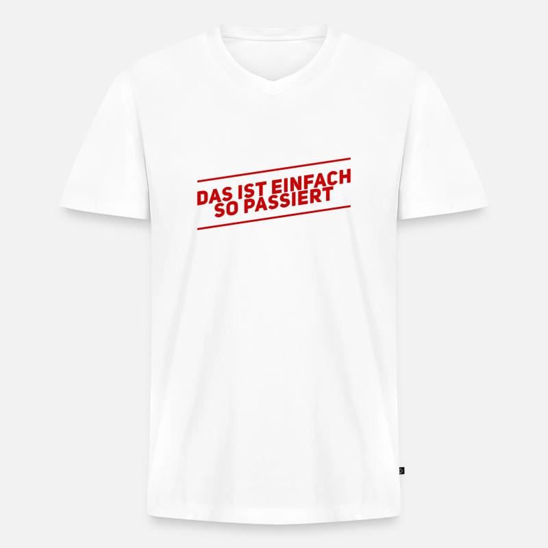 das passiert - Männer Premium Bio T-Shirt mit V-Ausschnitt - Weiß