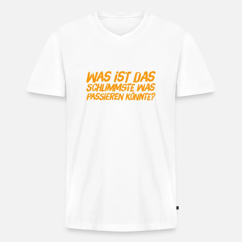 so schlimm wird es nicht - Männer Premium Bio T-Shirt mit V-Ausschnitt - Weiß