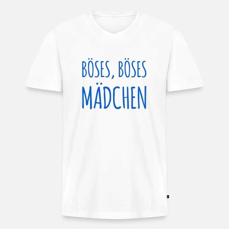 hier steht ein böses Mädchen - Männer Premium Bio T-Shirt mit V-Ausschnitt - Weiß