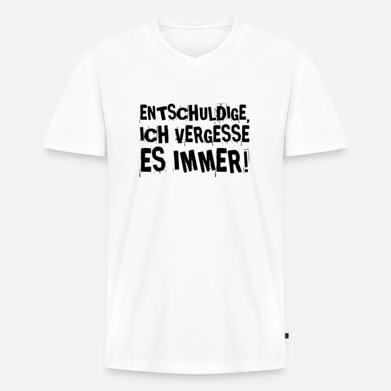 ich bin vergesslich - Männer Premium Bio T-Shirt mit V-Ausschnitt - Weiß