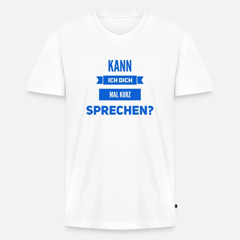 ich möchte sprechen - Männer Premium Bio T-Shirt mit V-Ausschnitt - Weiß