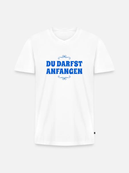 du beginnst - Männer Premium Bio T-Shirt mit V-Ausschnitt - Weiß