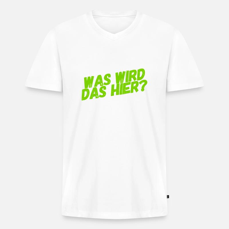 was wird das? - Männer Premium Bio T-Shirt mit V-Ausschnitt - Weiß