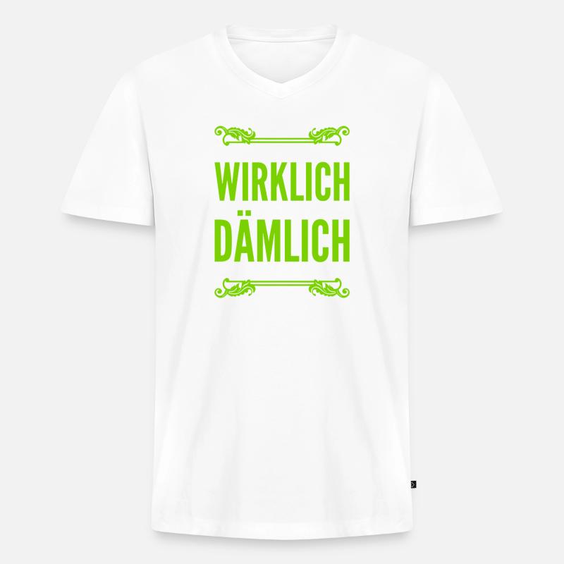 voll dämlich - Männer Premium Bio T-Shirt mit V-Ausschnitt - Weiß