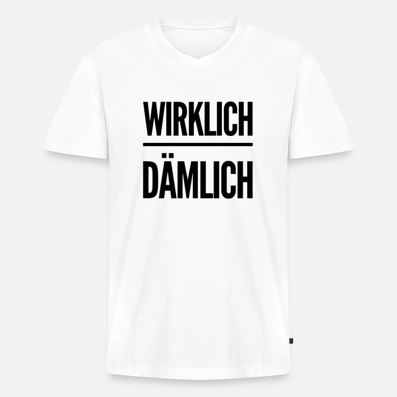 ich finde es dämlich - Männer Premium Bio T-Shirt mit V-Ausschnitt - Weiß