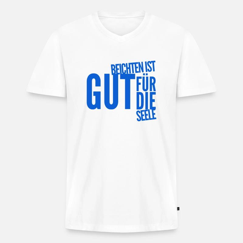 beichten tut gut - Männer Premium Bio T-Shirt mit V-Ausschnitt - Weiß