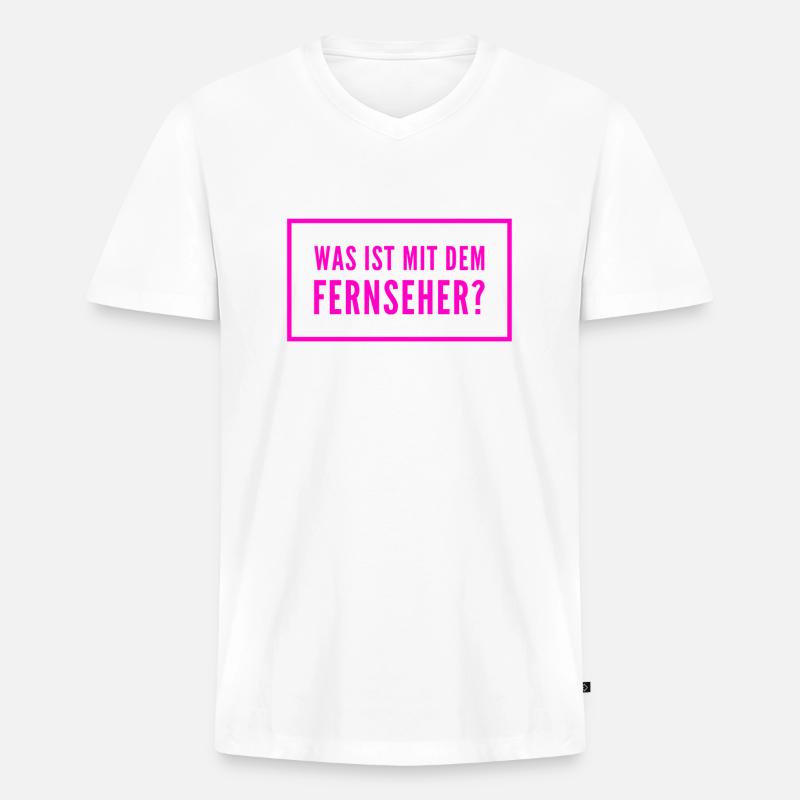 was soll das? - Männer Premium Bio T-Shirt mit V-Ausschnitt - Weiß