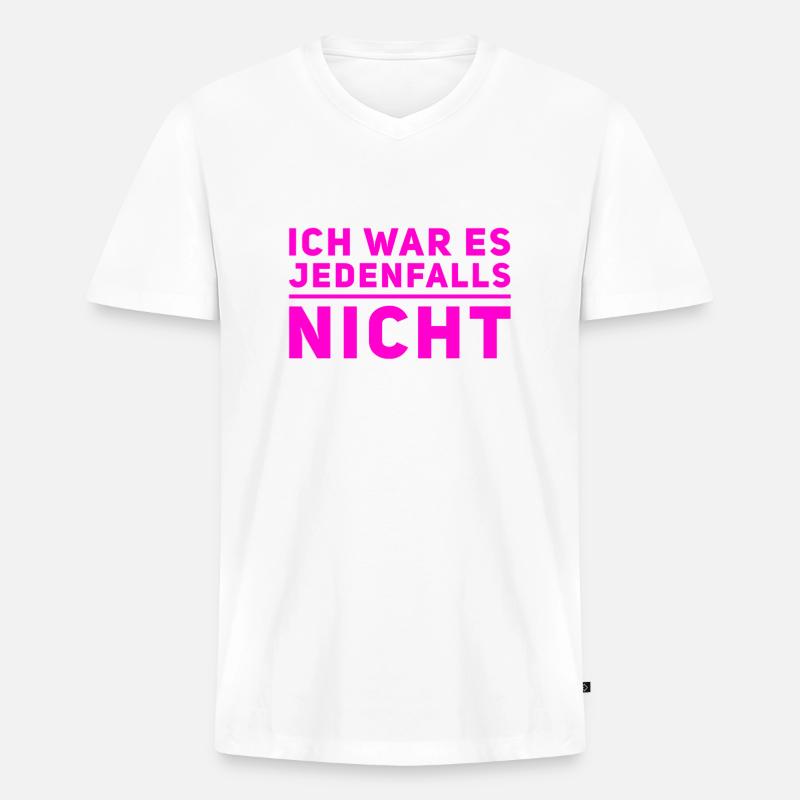 ich bin unschudig - Männer Premium Bio T-Shirt mit V-Ausschnitt - Weiß