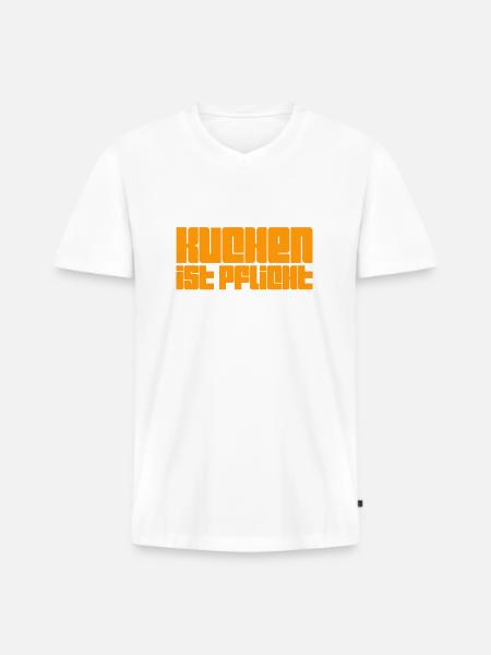 ich liebe Kuchen - Männer Premium Bio T-Shirt mit V-Ausschnitt - Weiß