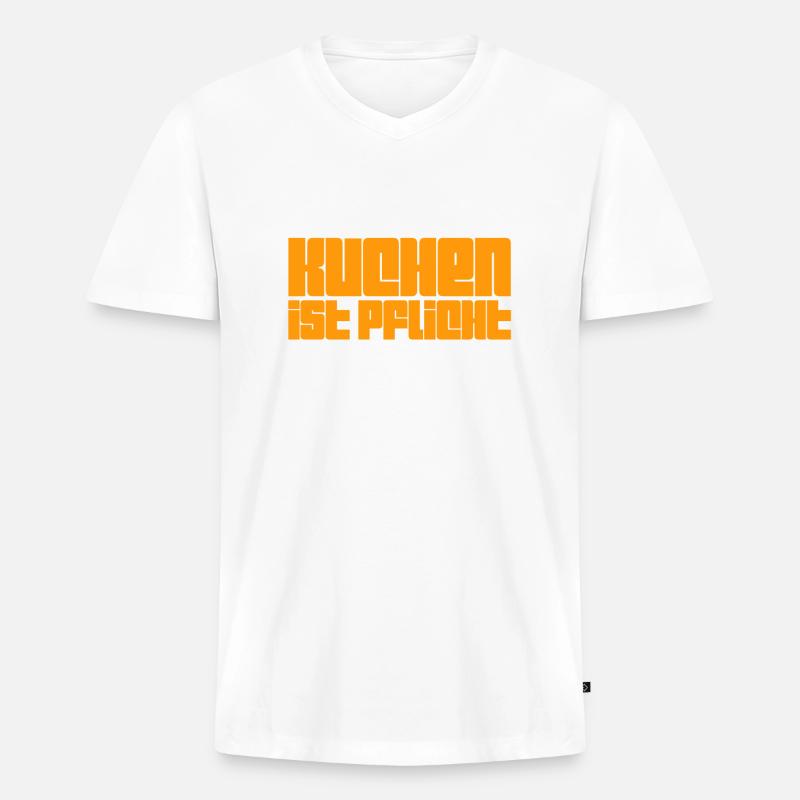 ich liebe Kuchen - Männer Premium Bio T-Shirt mit V-Ausschnitt - Weiß