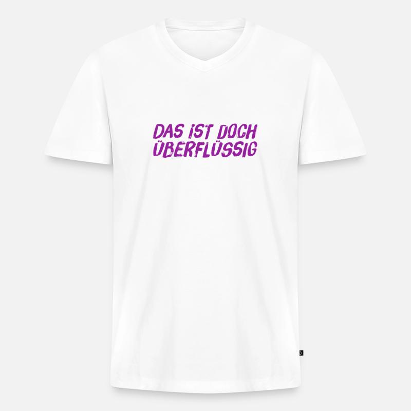 wer braucht das? - Männer Premium Bio T-Shirt mit V-Ausschnitt - Weiß