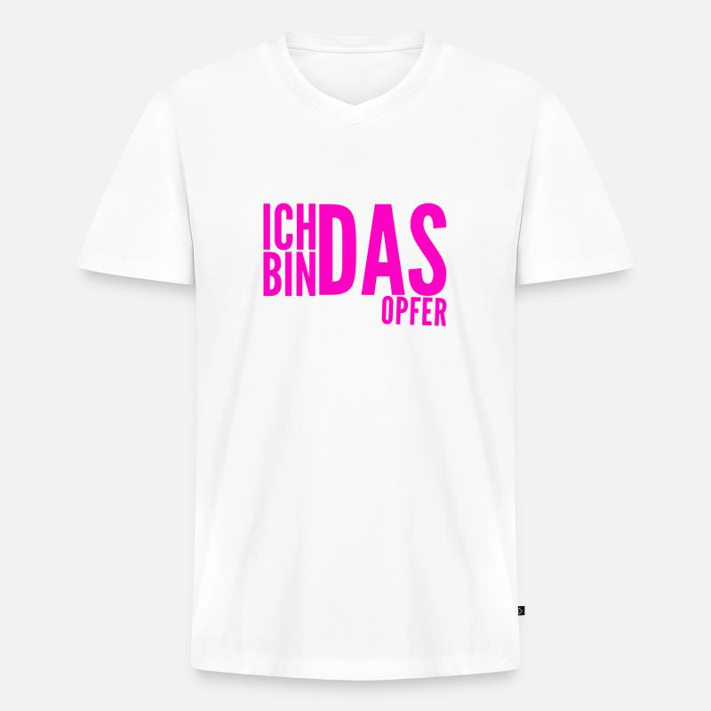 so sieht ein Opfer aus - Männer Premium Bio T-Shirt mit V-Ausschnitt - Weiß