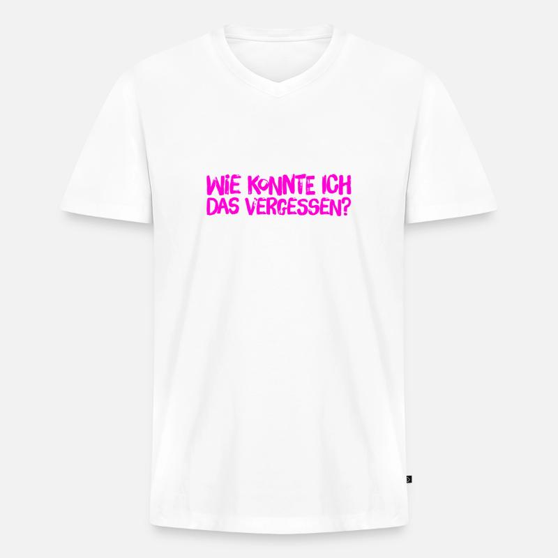 ich bin so vergesslich - Männer Premium Bio T-Shirt mit V-Ausschnitt - Weiß