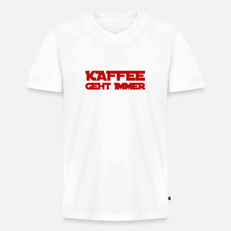Kaffee ist wunderbar - Männer Premium Bio T-Shirt mit V-Ausschnitt - Weiß