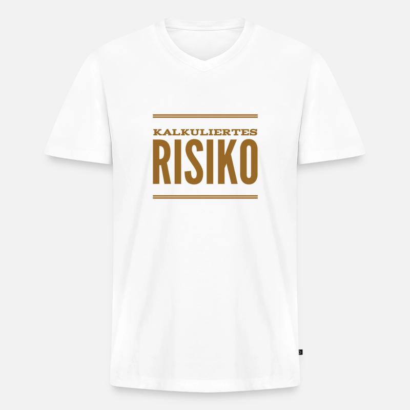 kalkuliertes Risiko - Männer Premium Bio T-Shirt mit V-Ausschnitt - Weiß