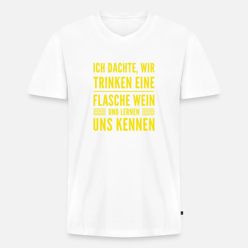 Bock auf eine Flasche Wein? - Männer Premium Bio T-Shirt mit V-Ausschnitt - Weiß