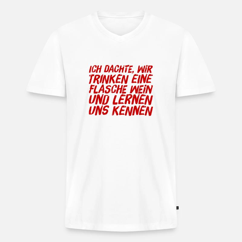 ich will dich kennenlernen - Männer Premium Bio T-Shirt mit V-Ausschnitt - Weiß