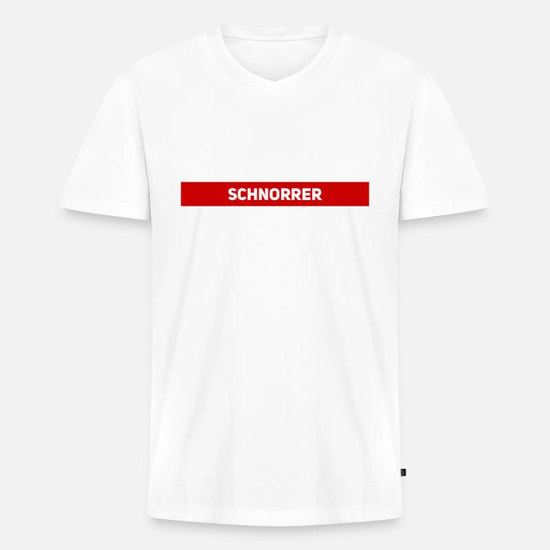 Schnorrer - Männer Premium Bio T-Shirt mit V-Ausschnitt - Weiß