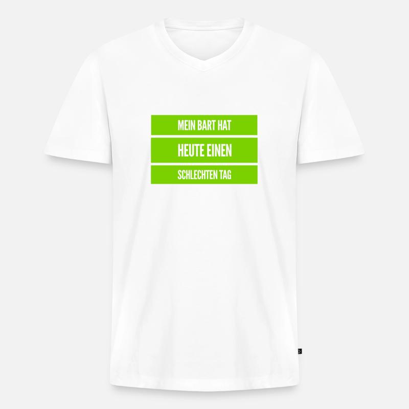 Bartpflege - Männer Premium Bio T-Shirt mit V-Ausschnitt - Weiß