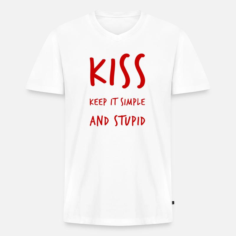 keep it simple and stupid - Männer Premium Bio T-Shirt mit V-Ausschnitt - Weiß